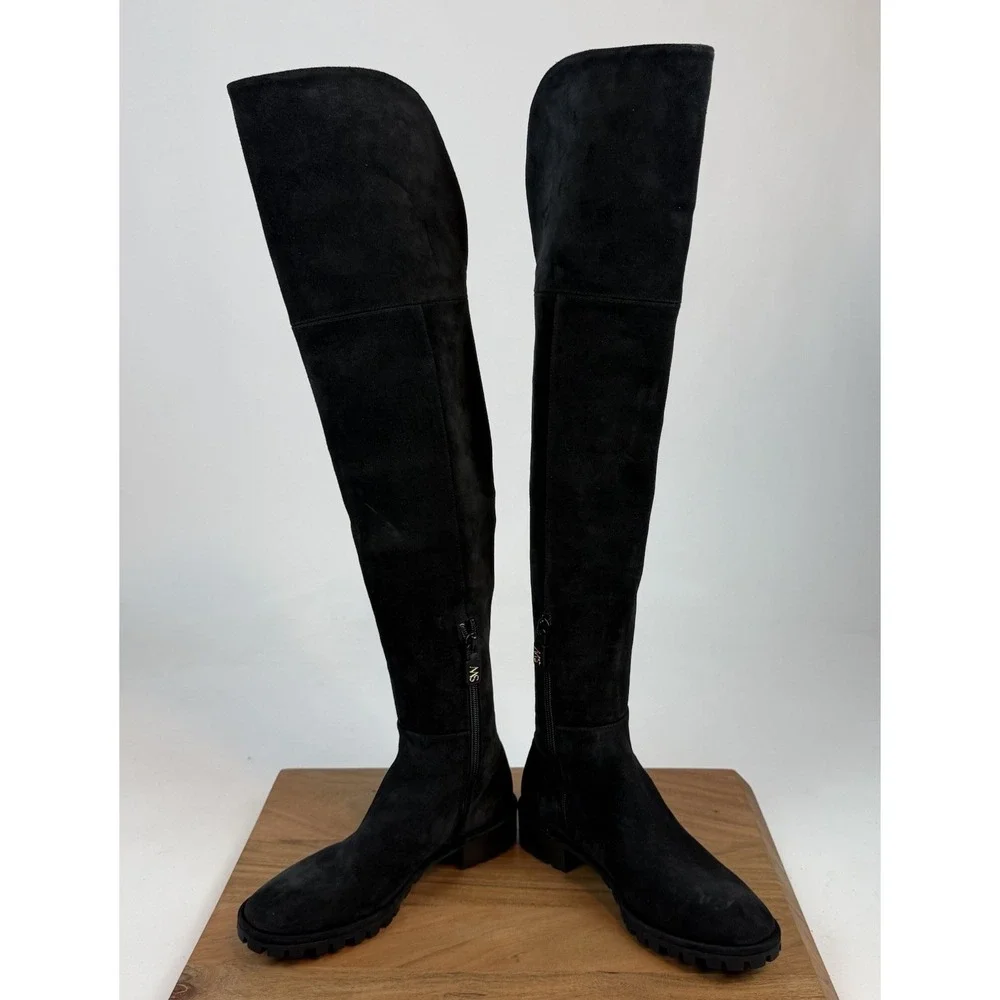 New Womens Stuart‎ Weitzman Amber Black Suede Over The Knee Boots Size 5 B
